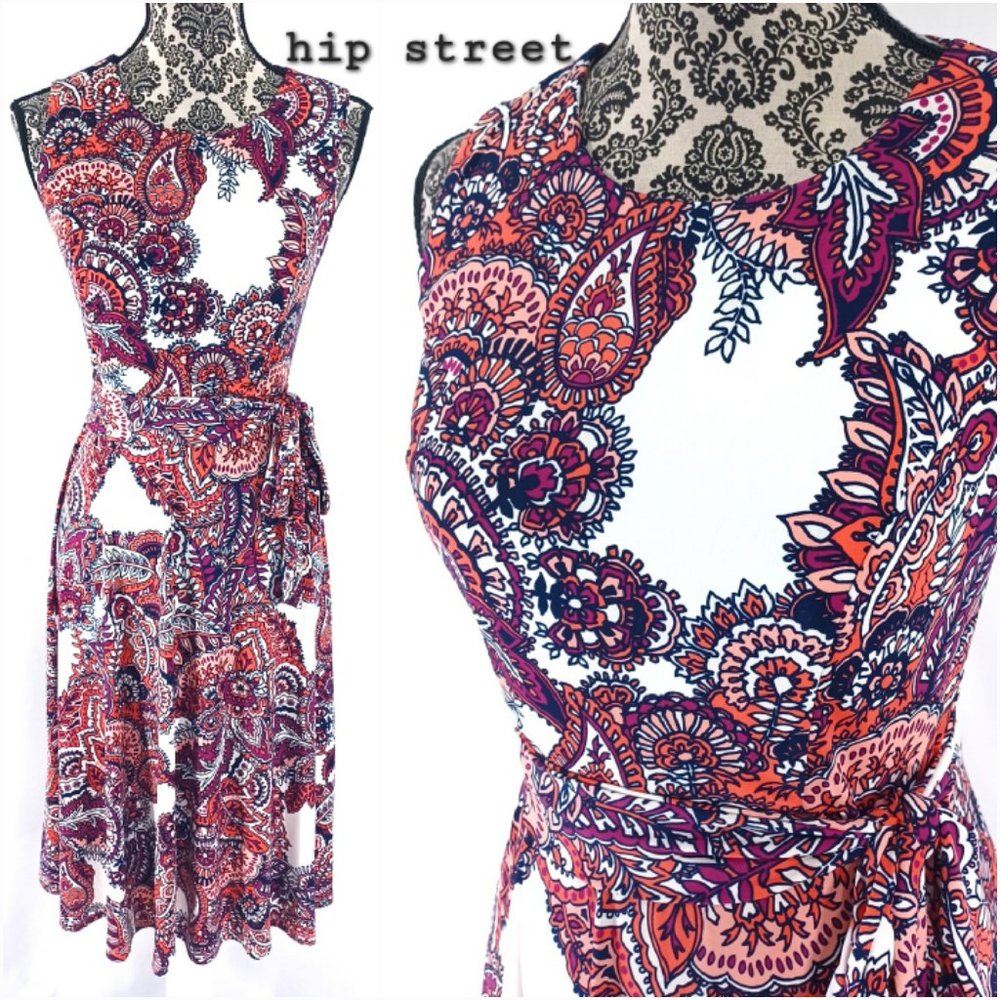 CHARTER CLUB Sleeveless Swing Skirt Paisley Stretch Fit & Flare Dress PS